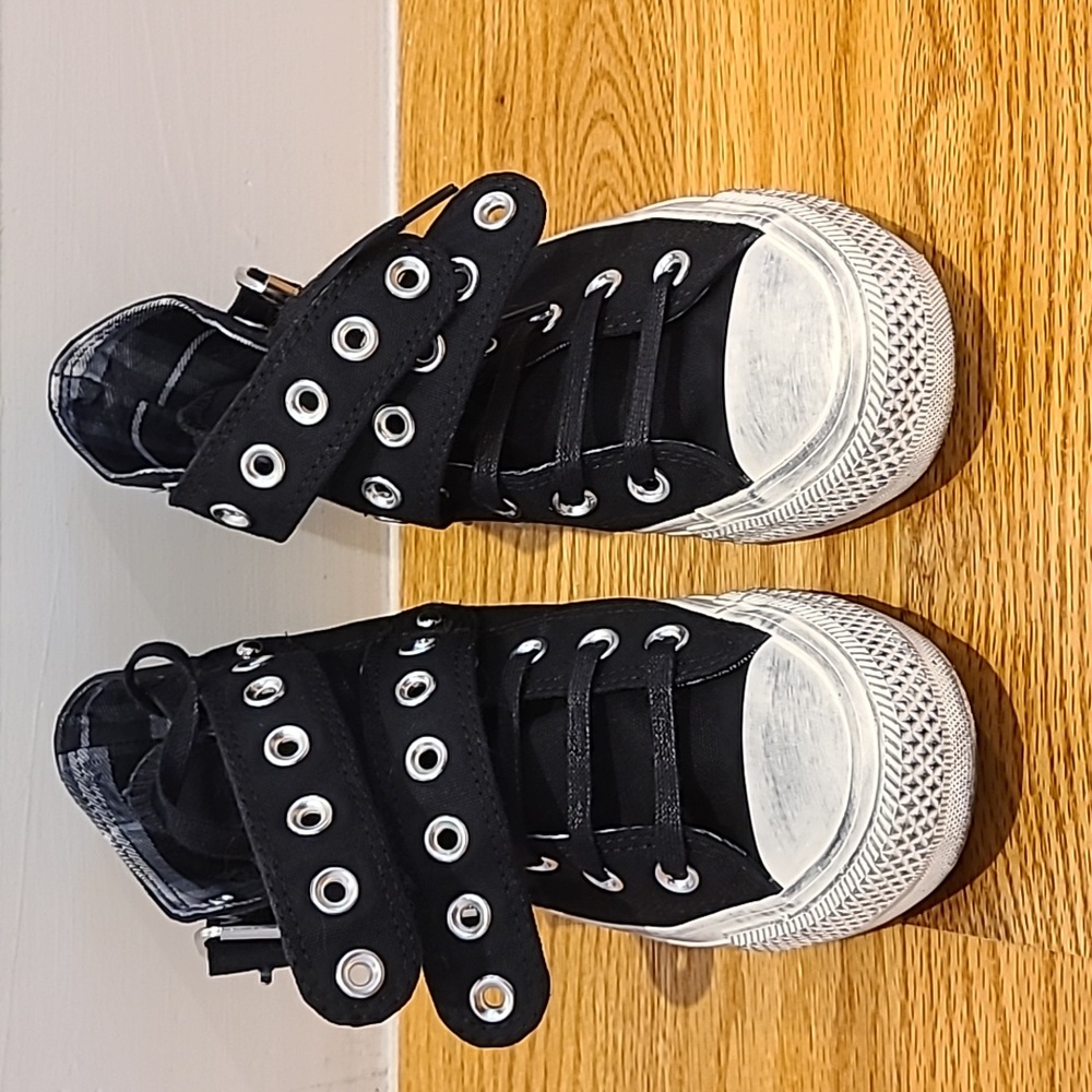 Converse Black and White High-Top Athletic Shoes